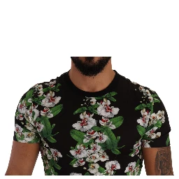 Black Floral Print Crewneck T-shirt