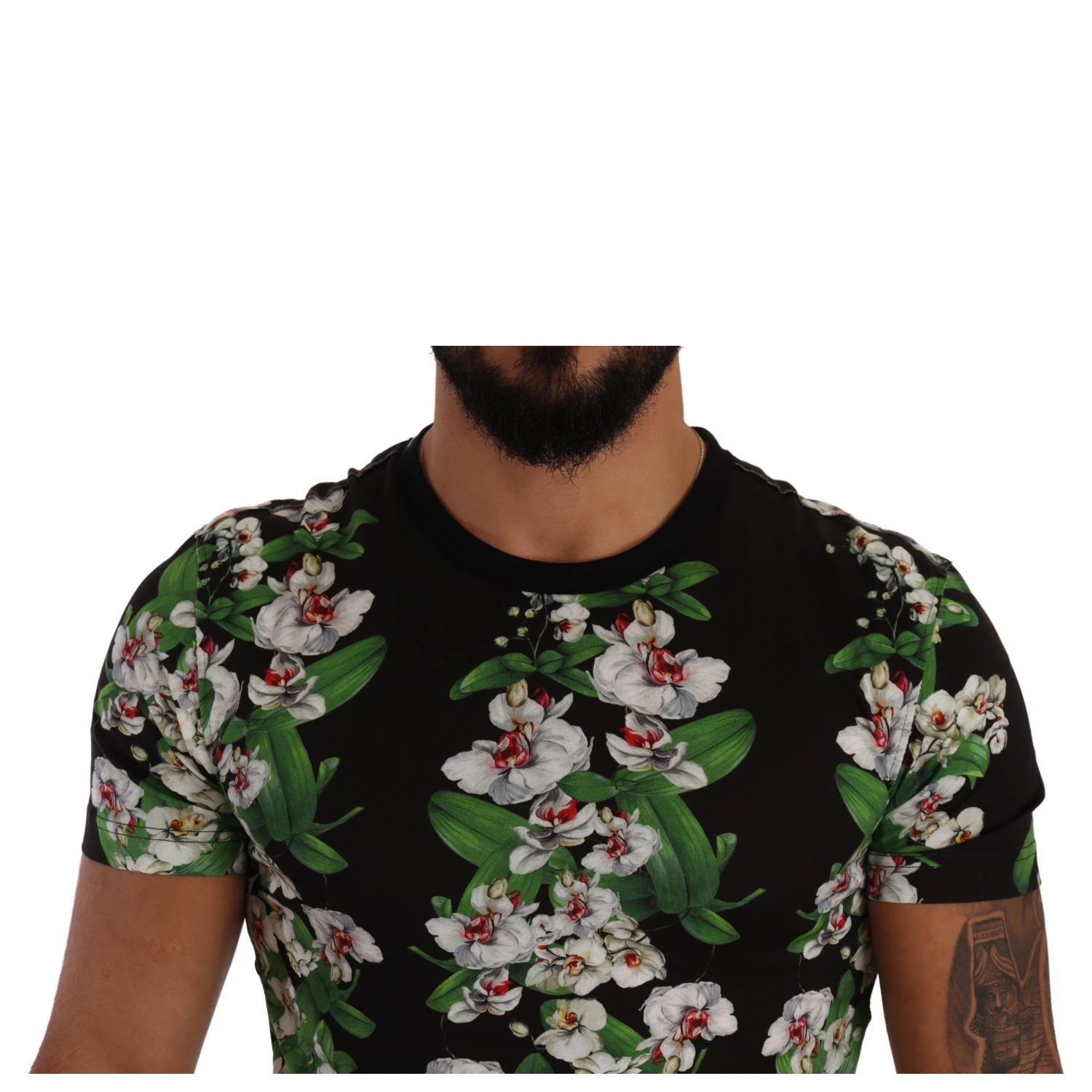 Black Floral Print Crewneck T-shirt