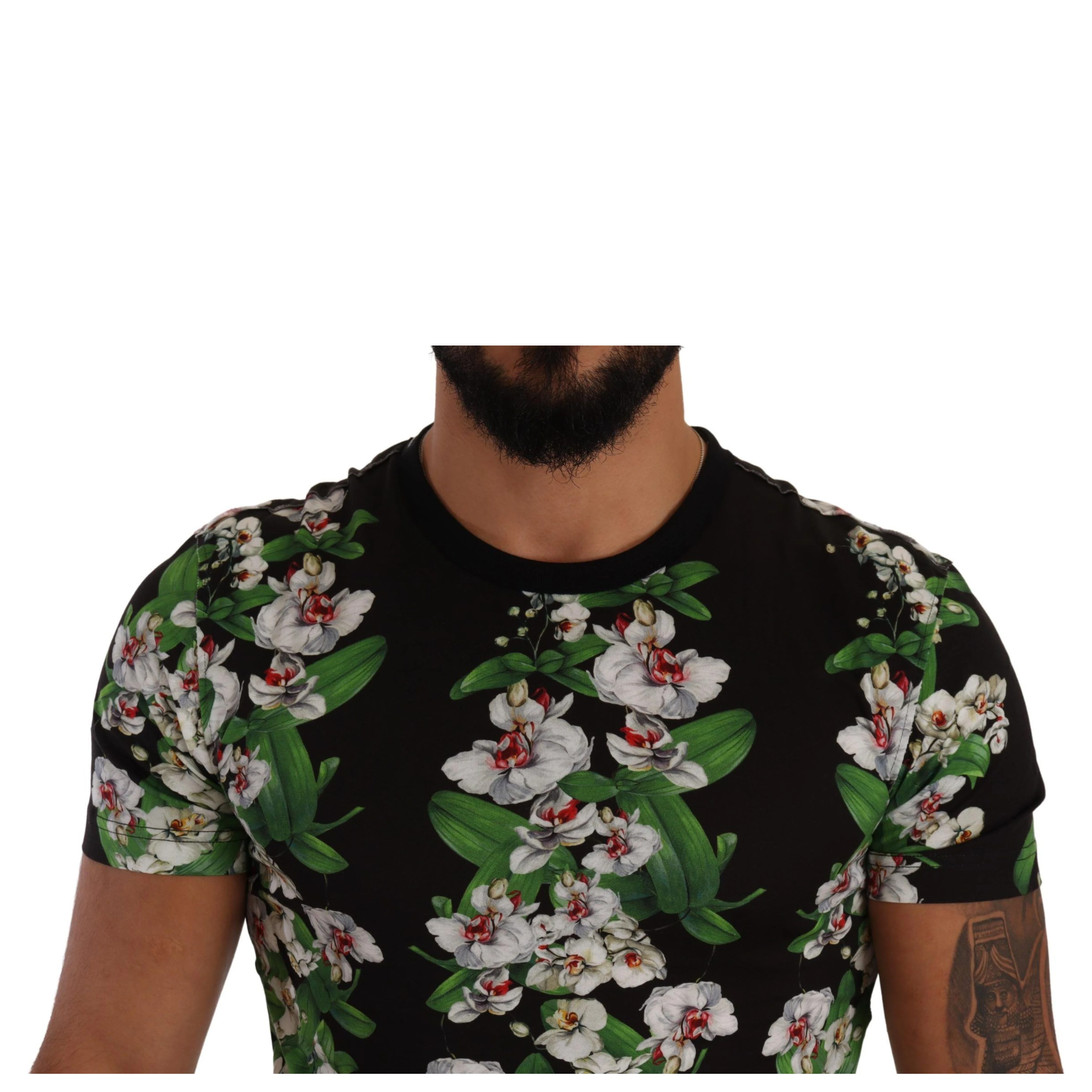 Black Floral Print Crewneck T-shirt