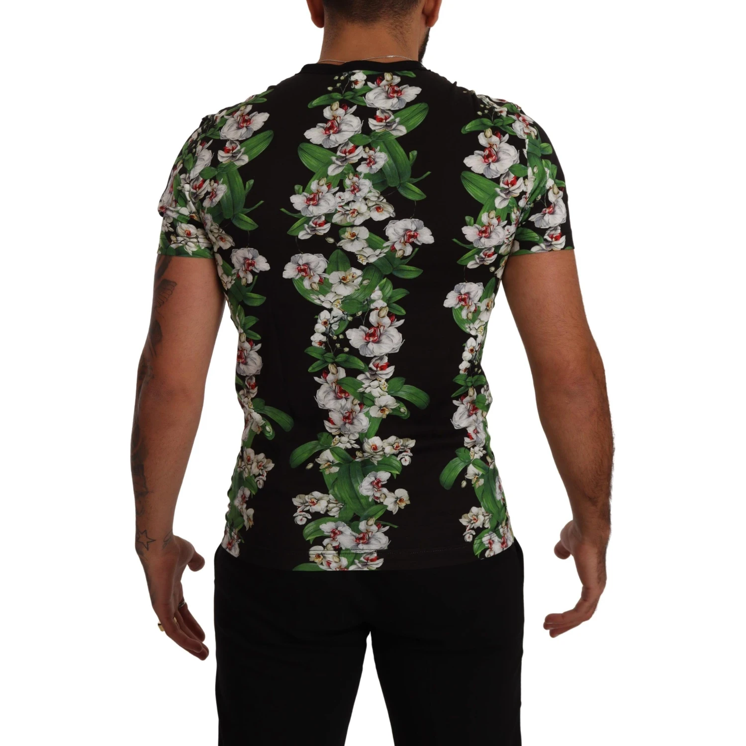 Black Floral Print Crewneck T-shirt