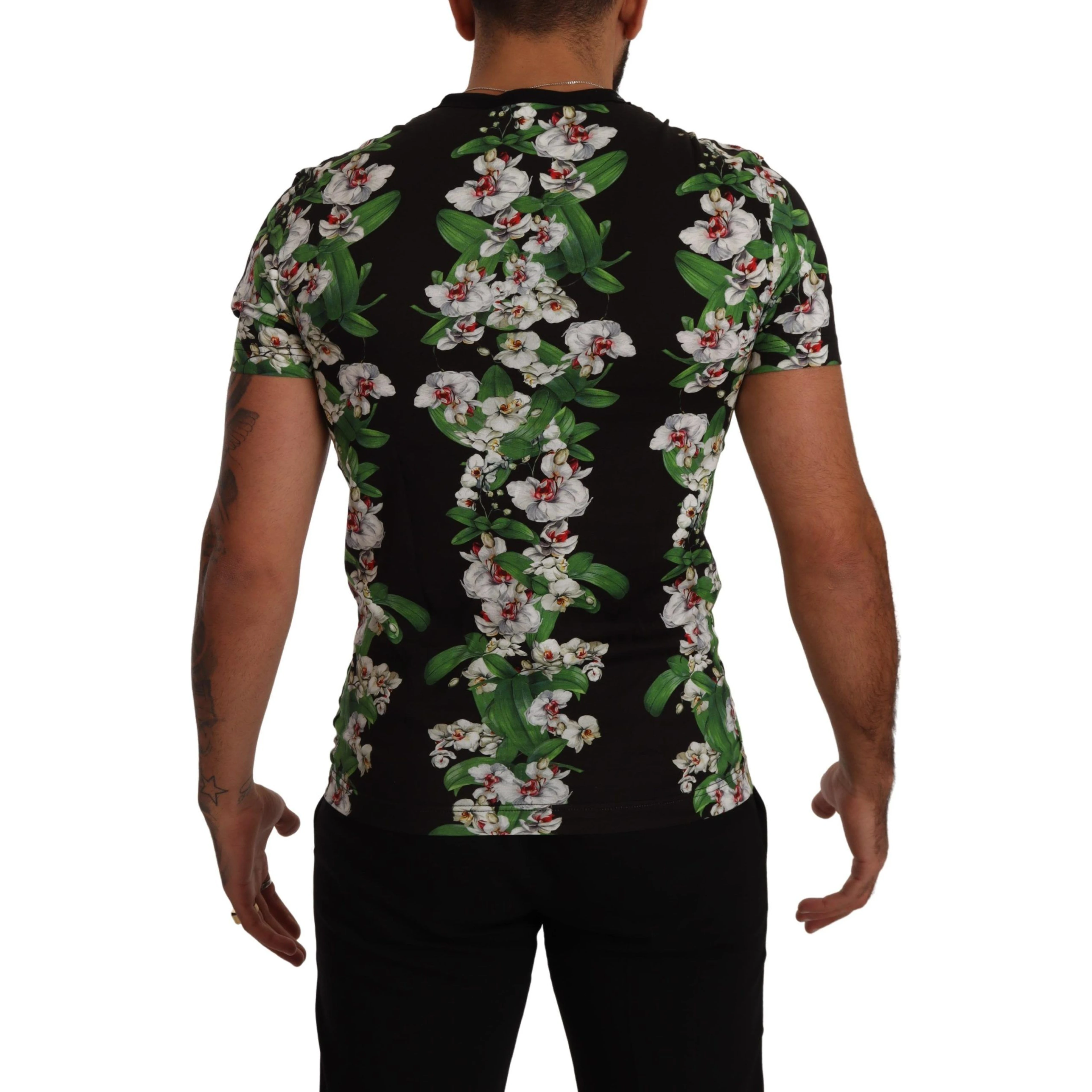 Black Floral Print Crewneck T-shirt