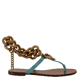 Blue Leather Devotion Flats Sandals