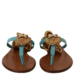 Blue Leather Devotion Flats Sandals