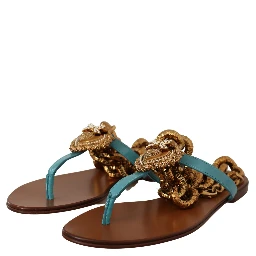 Blue Leather Devotion Flats Sandals