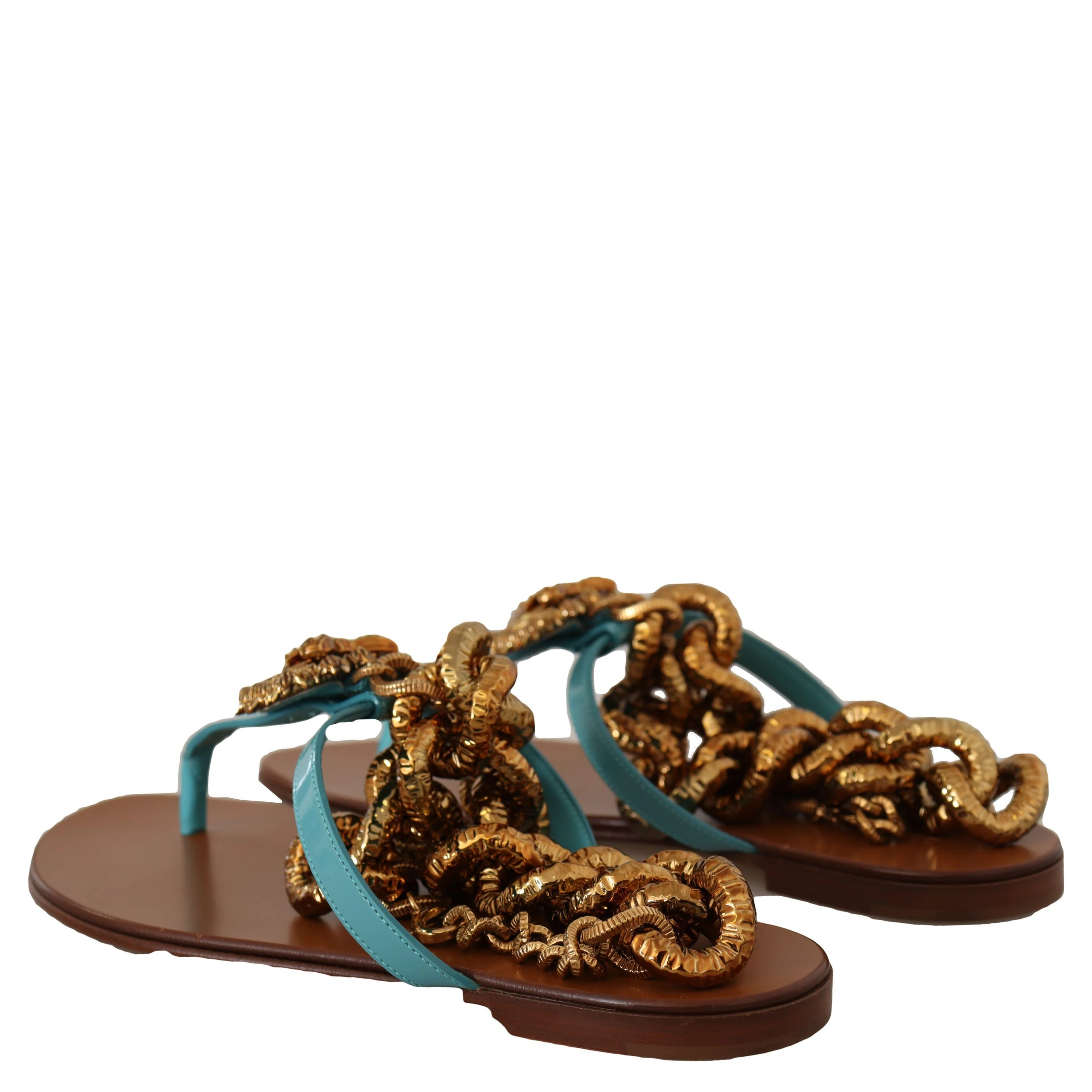 Blue Leather Devotion Flats Sandals