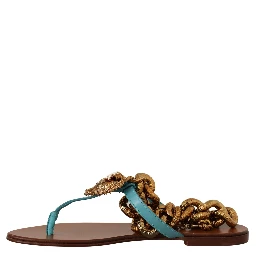 Blue Leather Devotion Flats Sandals