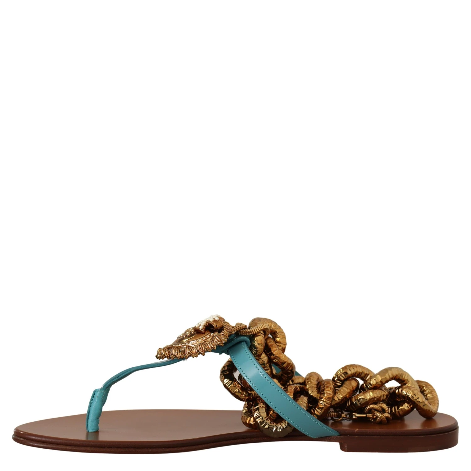 Blue Leather Devotion Flats Sandals