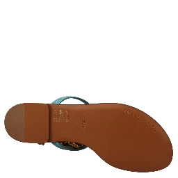Blue Leather Devotion Flats Sandals