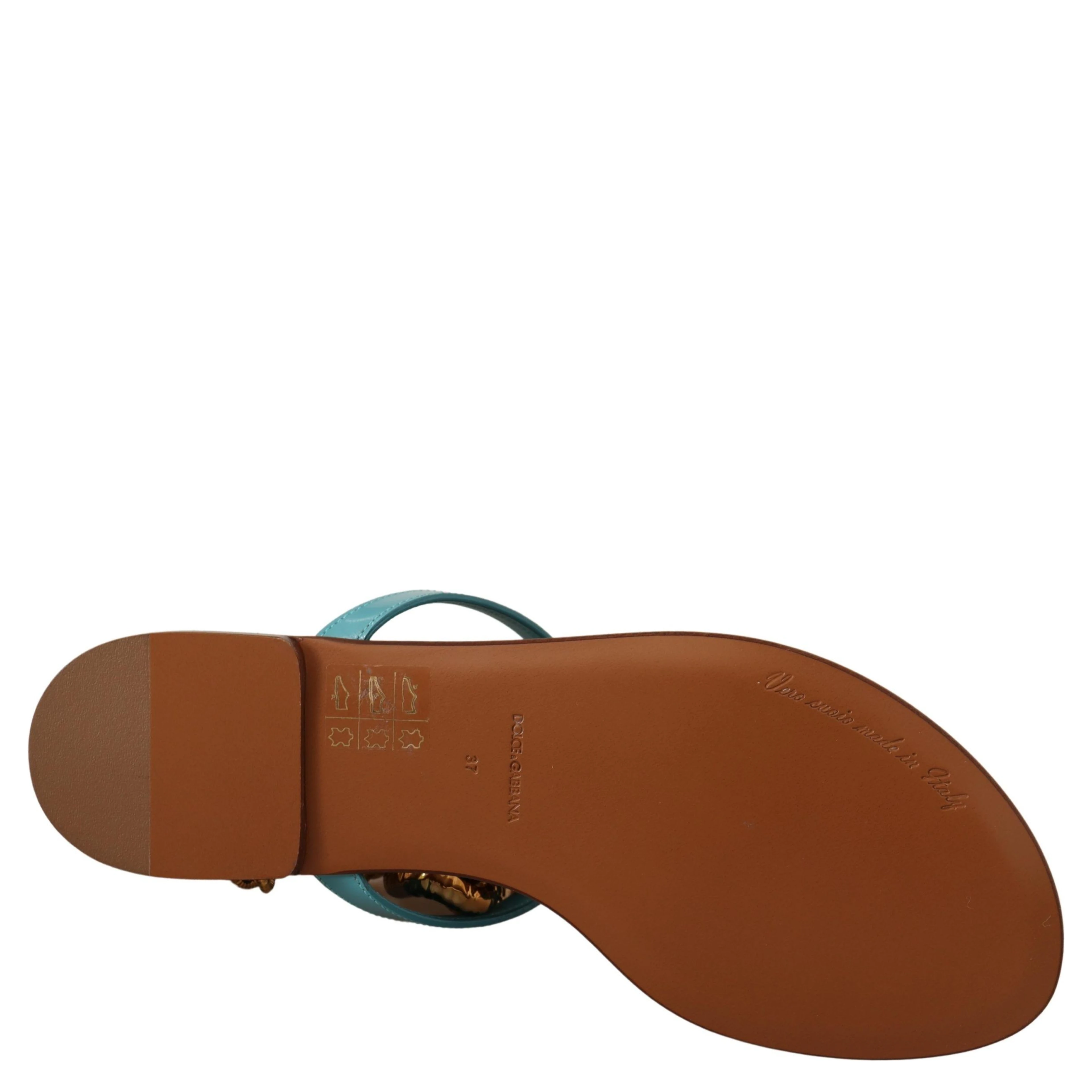 Blue Leather Devotion Flats Sandals