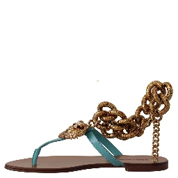 Blue Leather Devotion Flats Sandals