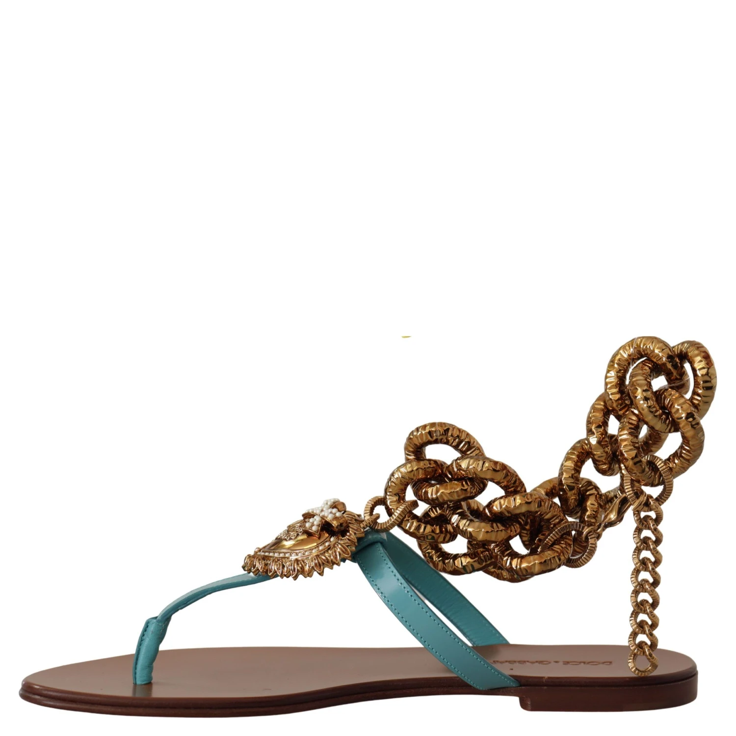 Blue Leather Devotion Flats Sandals