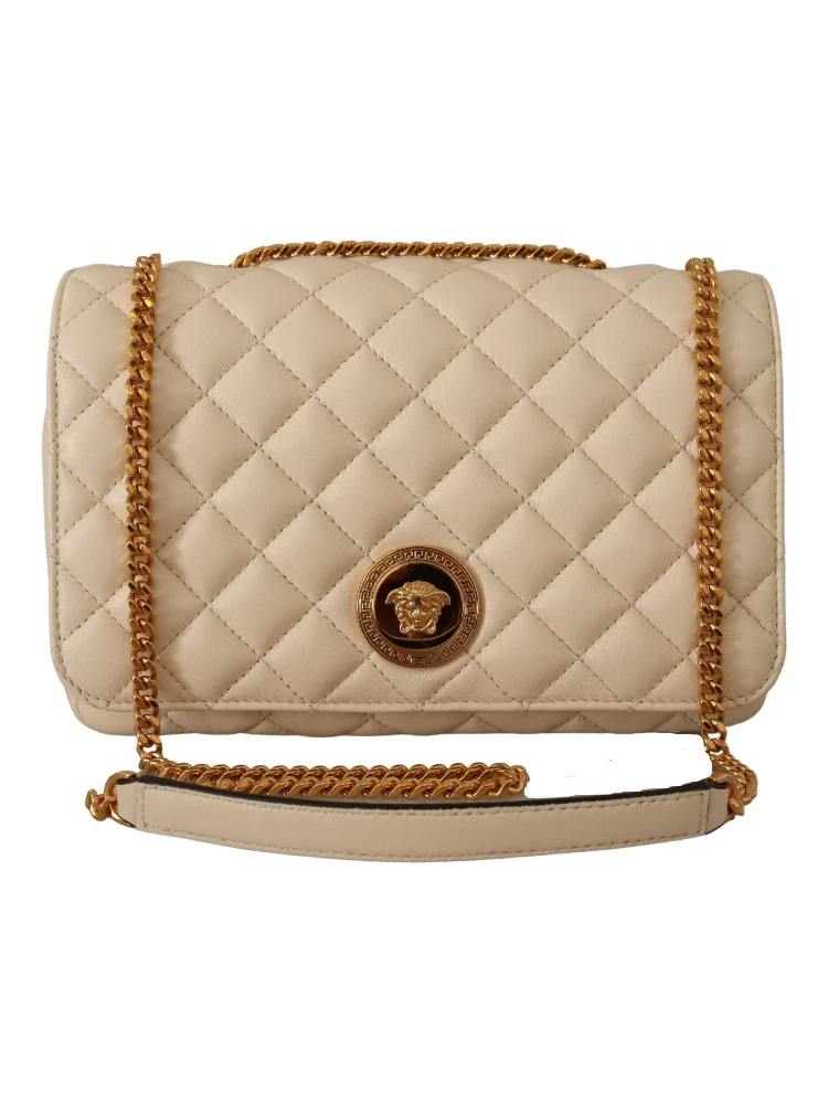 White Nappa Leather Medusa Shoulder Bag