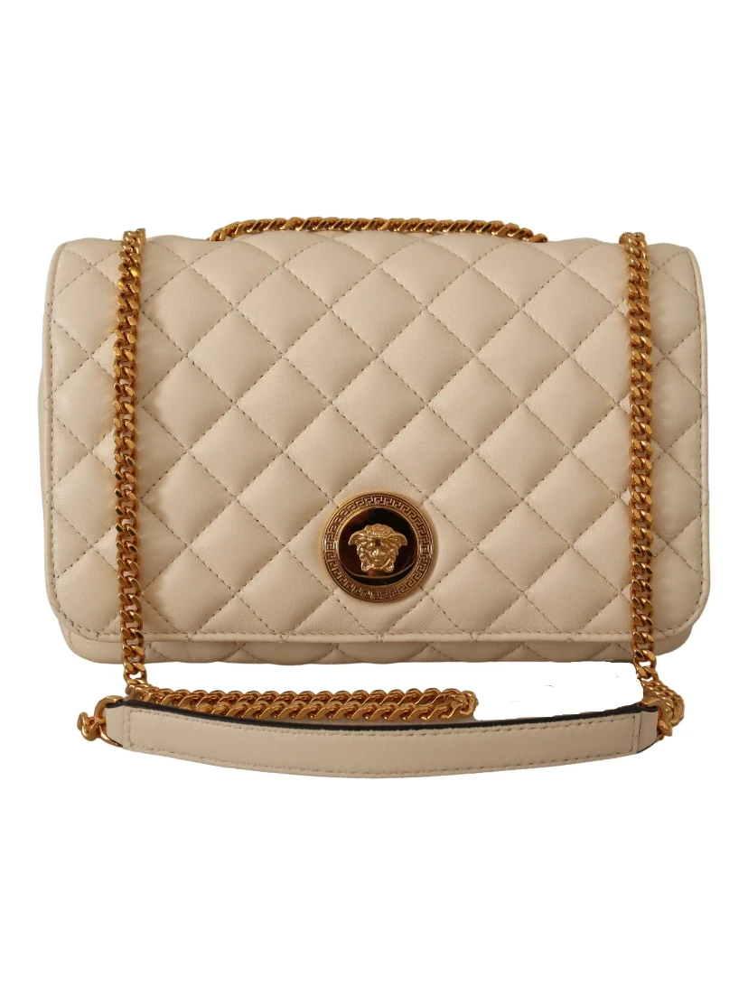 White Nappa Leather Medusa Shoulder Bag