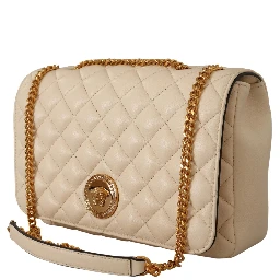 White Nappa Leather Medusa Shoulder Bag