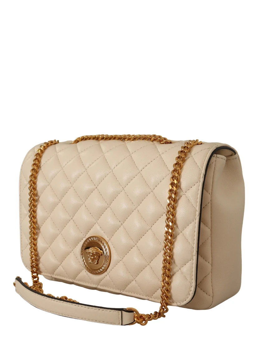 White Nappa Leather Medusa Shoulder Bag