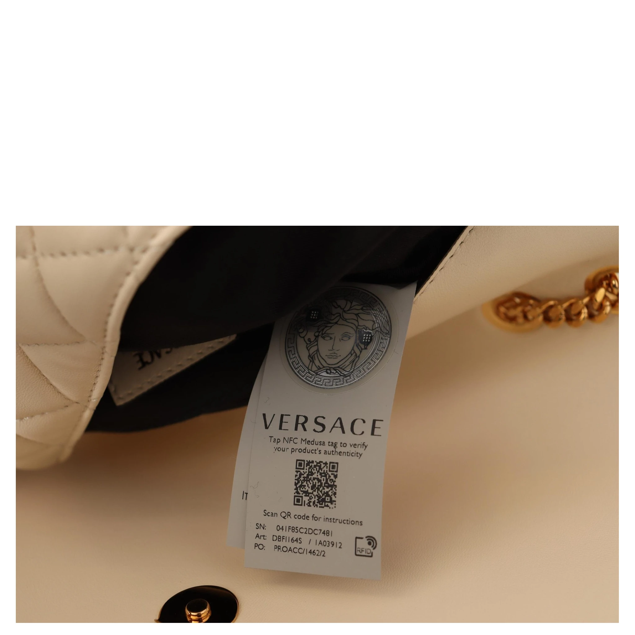 White Nappa Leather Medusa Shoulder Bag