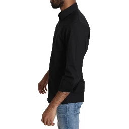 Black Cotton Formal Dress Men Top Shirt