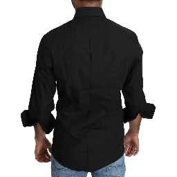 Black Cotton Formal Dress Men Top Shirt