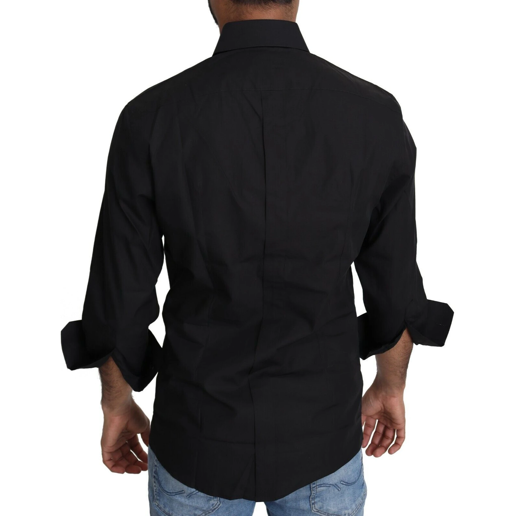Black Cotton Formal Dress Men Top Shirt