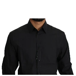 Black Cotton Formal Dress Men Top Shirt
