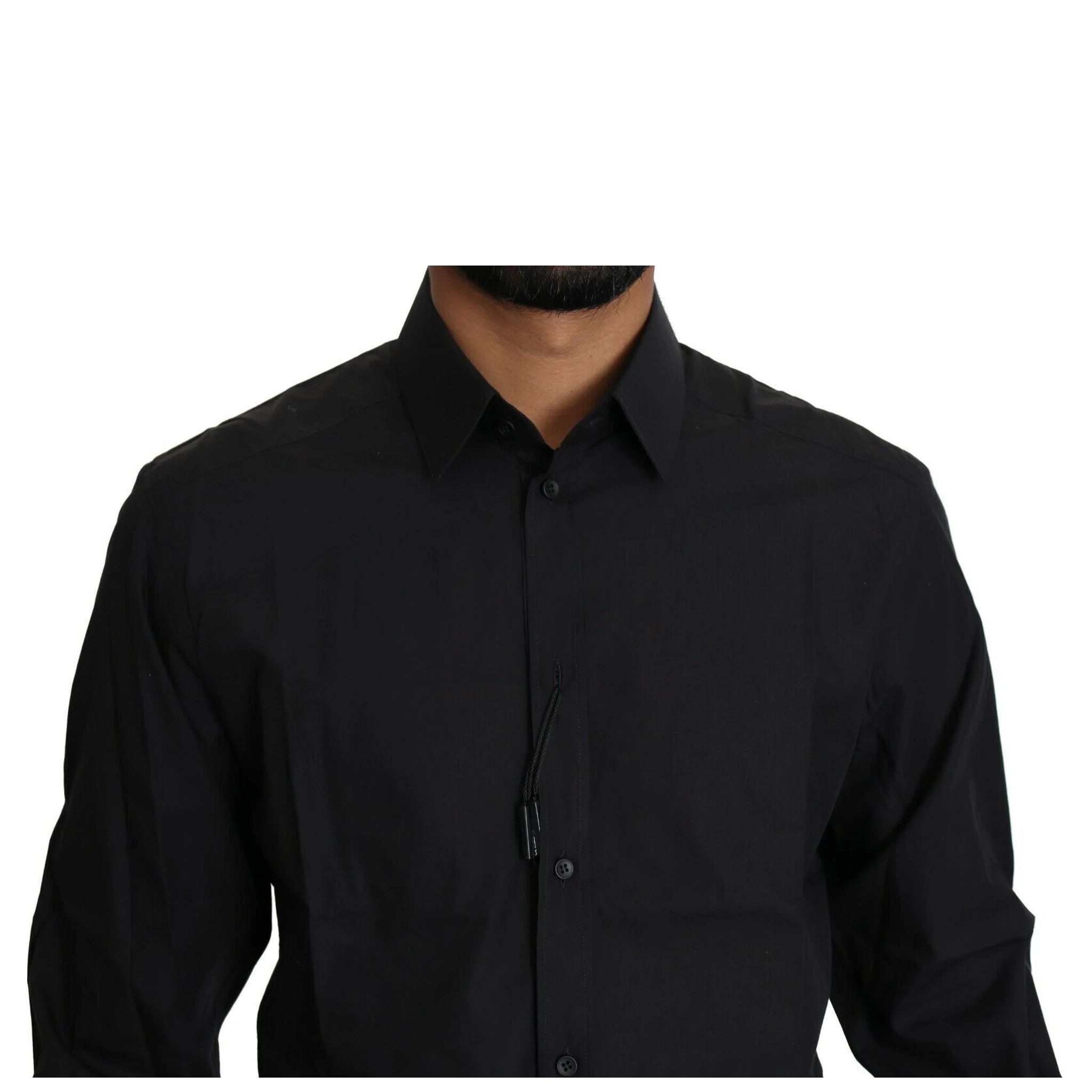 Black Cotton Formal Dress Men Top Shirt