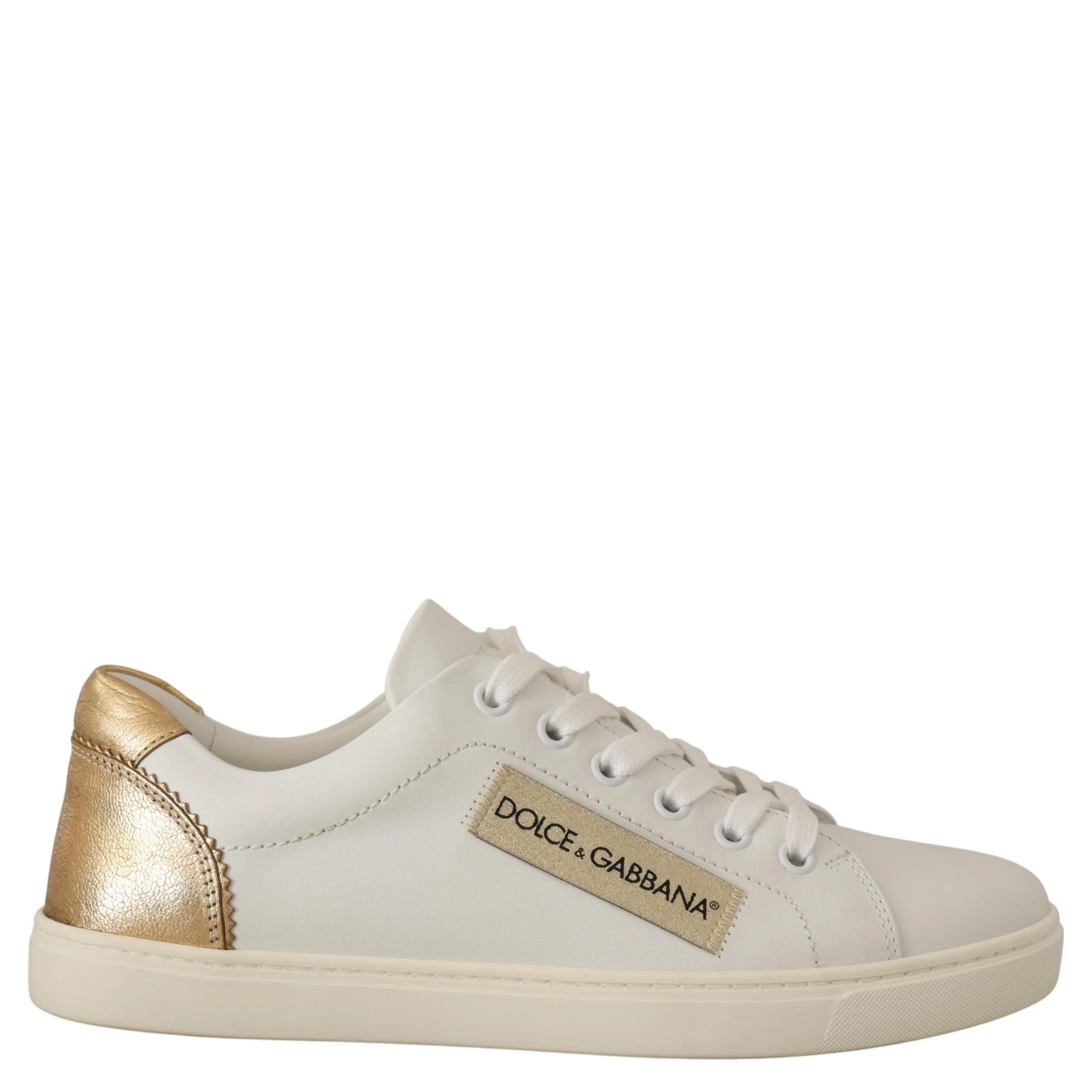 White Gold Leather Low Top Sneakers