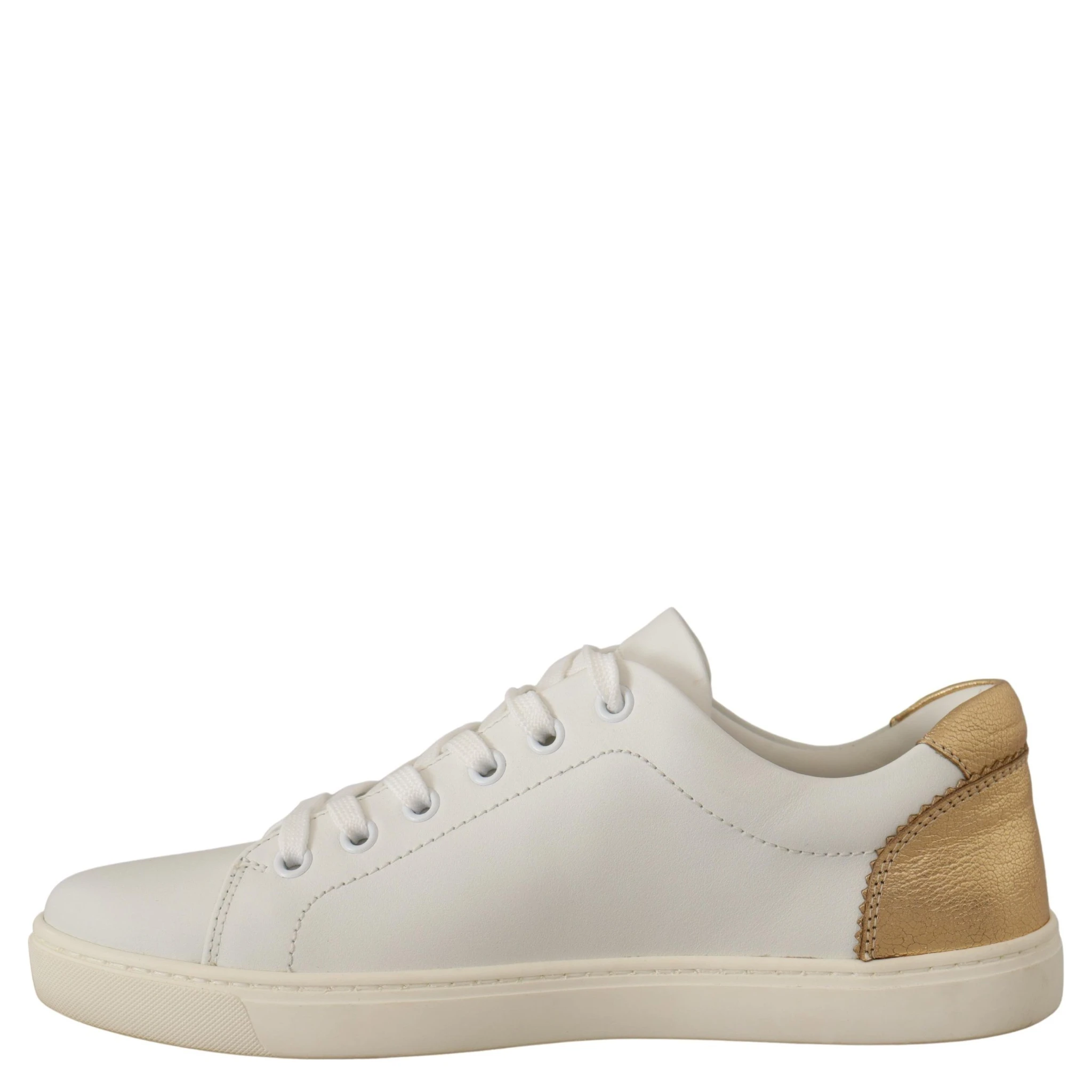 White Gold Leather Low Top Sneakers