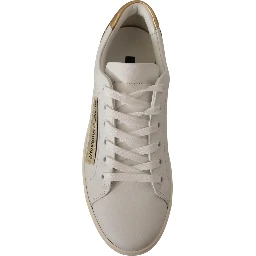 White Gold Leather Low Top Sneakers