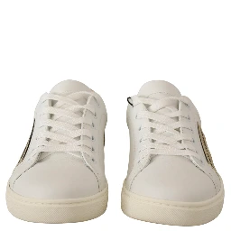 White Gold Leather Low Top Sneakers