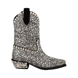 Black Suede Strass Crystal Cowgirl Boots