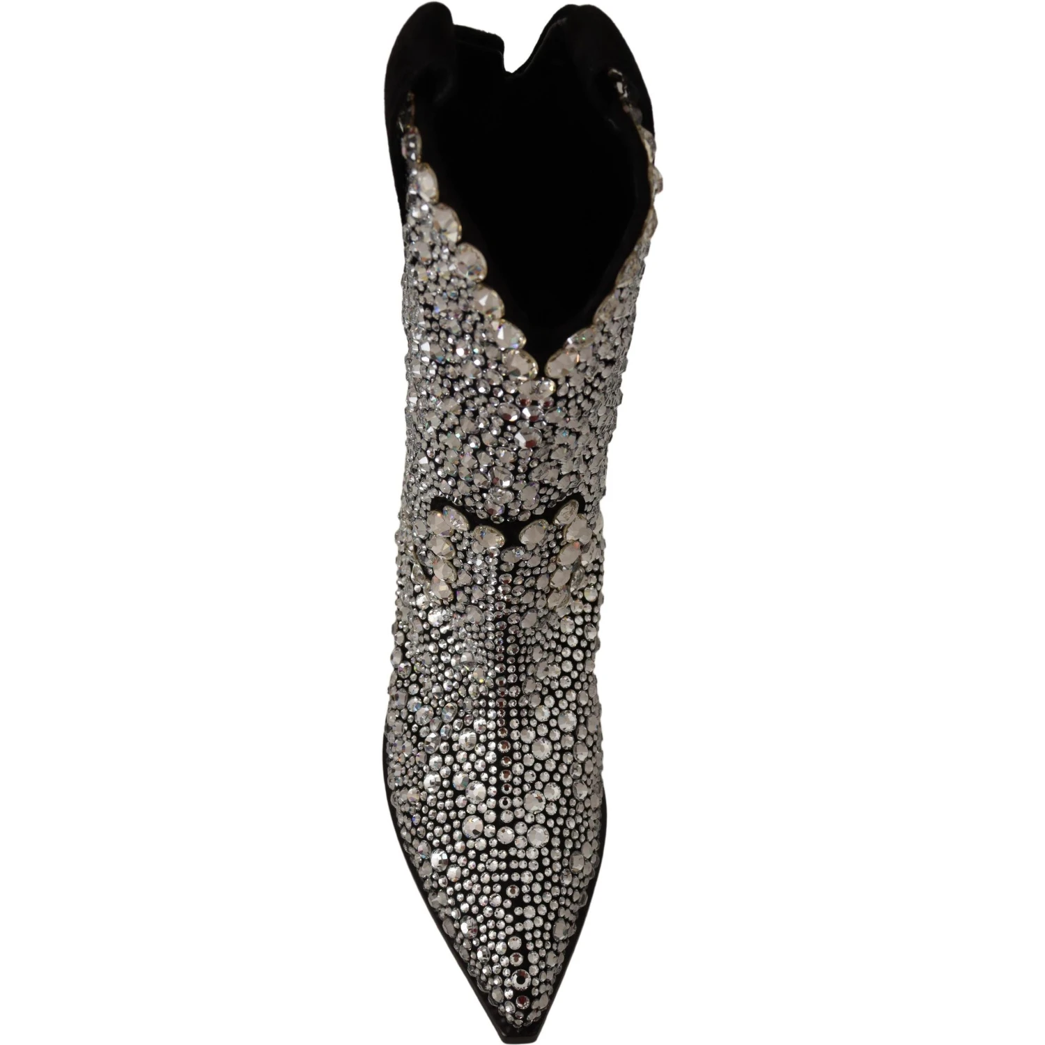 Black Suede Strass Crystal Cowgirl Boots