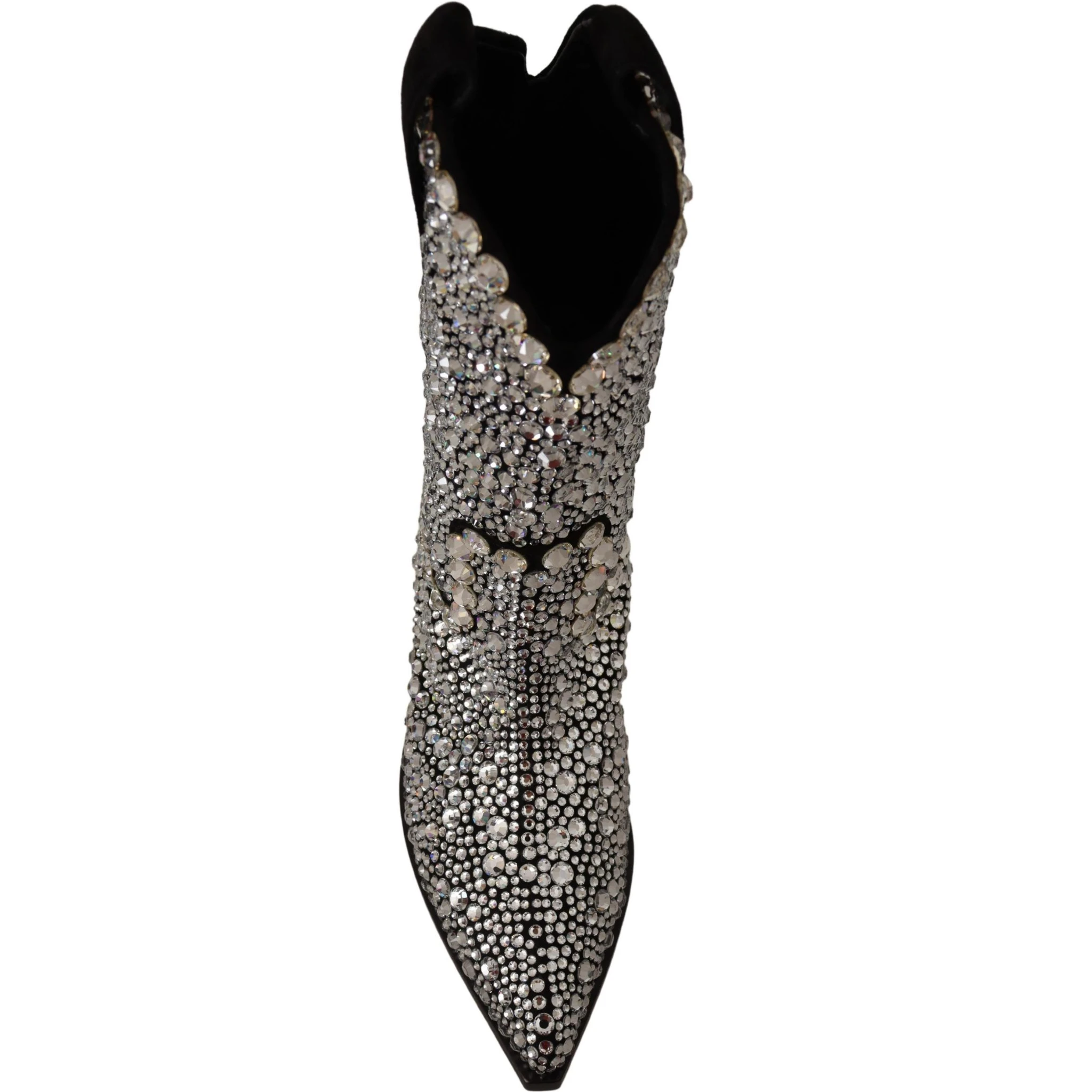 Black Suede Strass Crystal Cowgirl Boots
