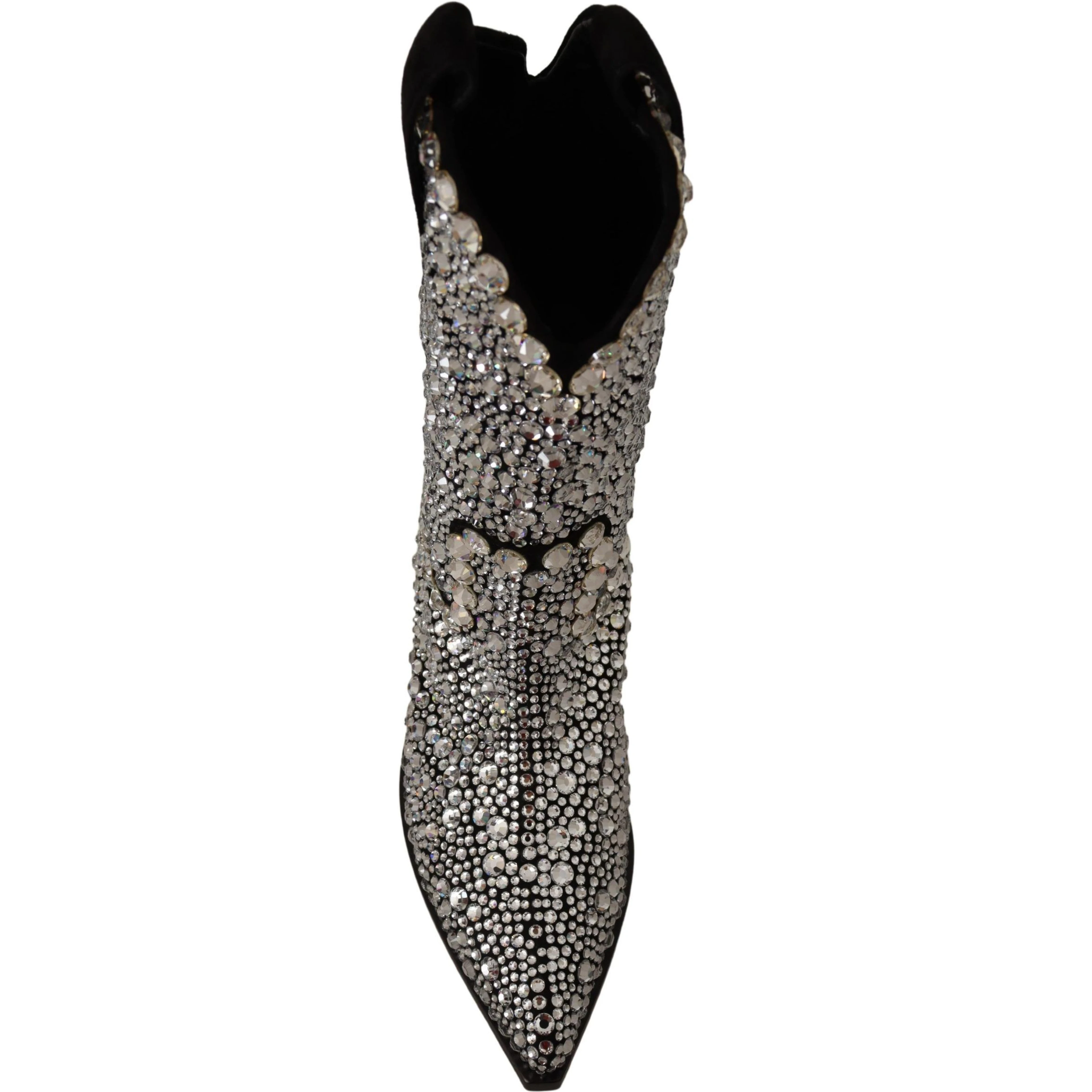 Black Suede Strass Crystal Cowgirl Boots
