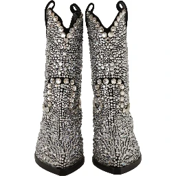 Black Suede Strass Crystal Cowgirl Boots