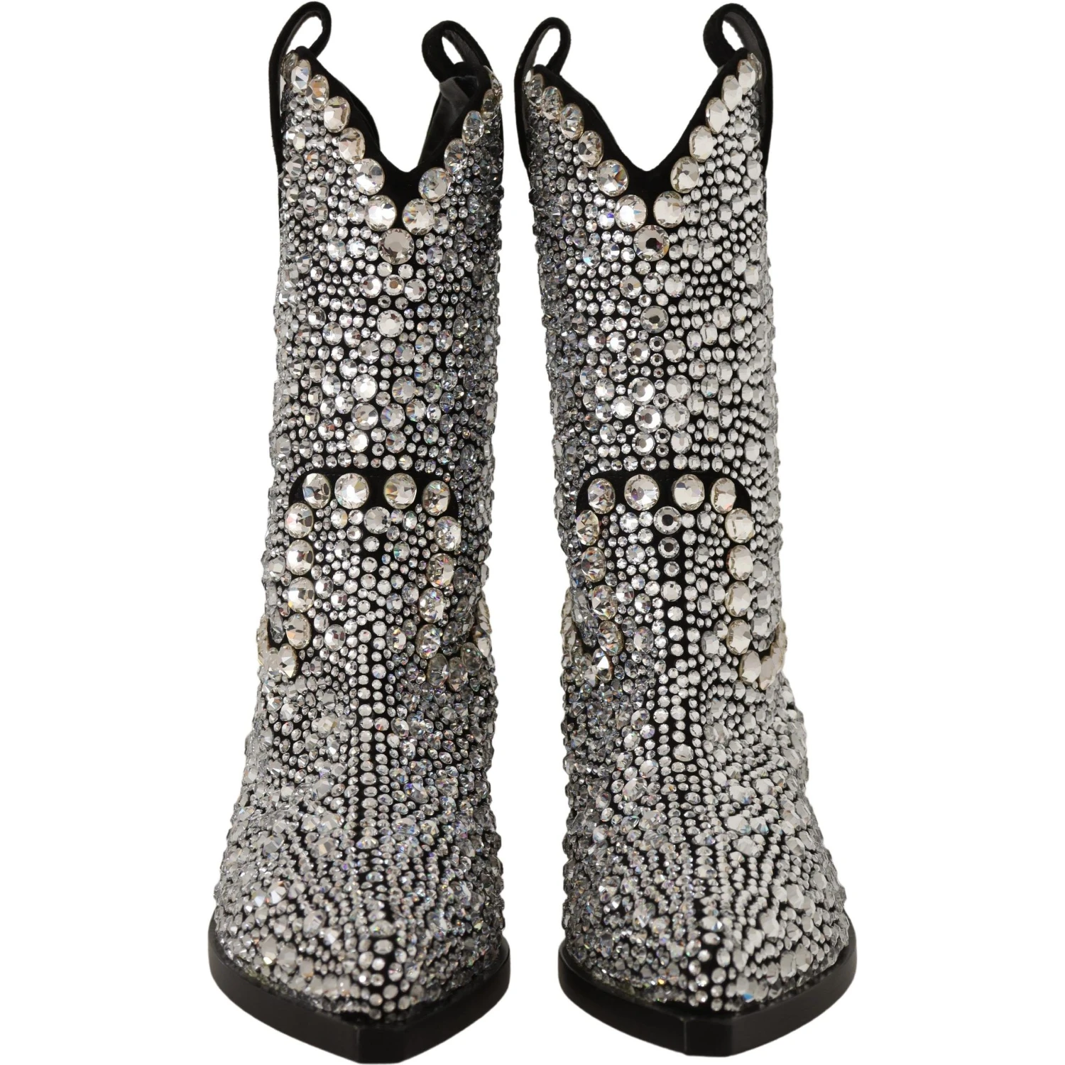 Black Suede Strass Crystal Cowgirl Boots