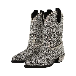 Black Suede Strass Crystal Cowgirl Boots