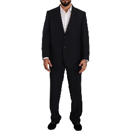 Blue Polyester Single Breasted Formal Suit