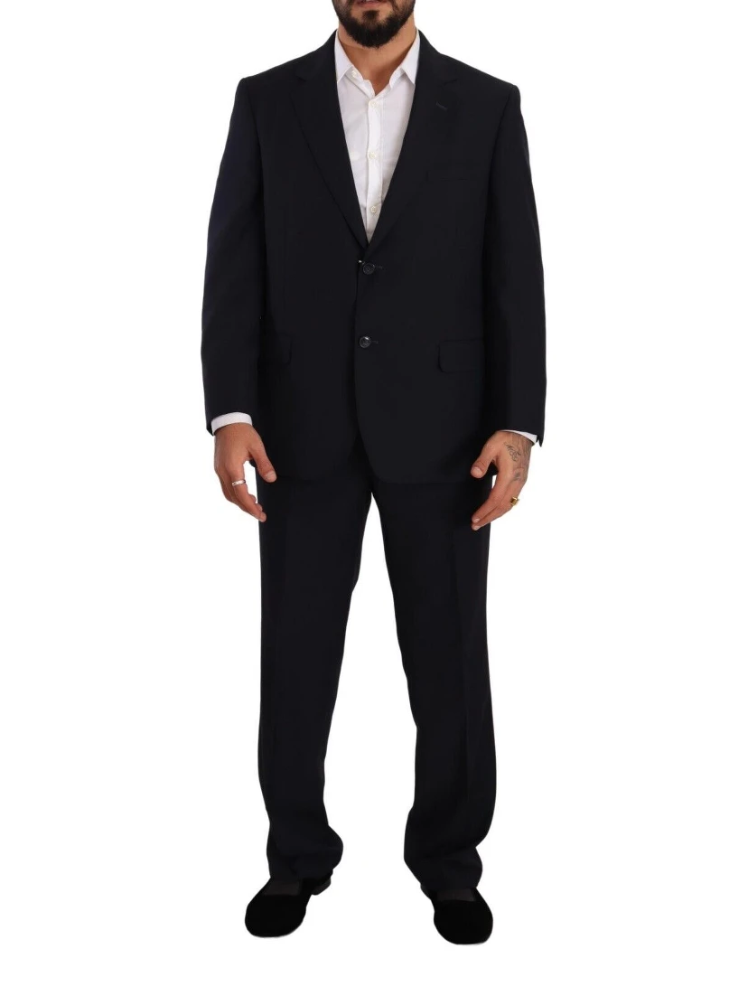 Blue Polyester Single Breasted Formal Suit