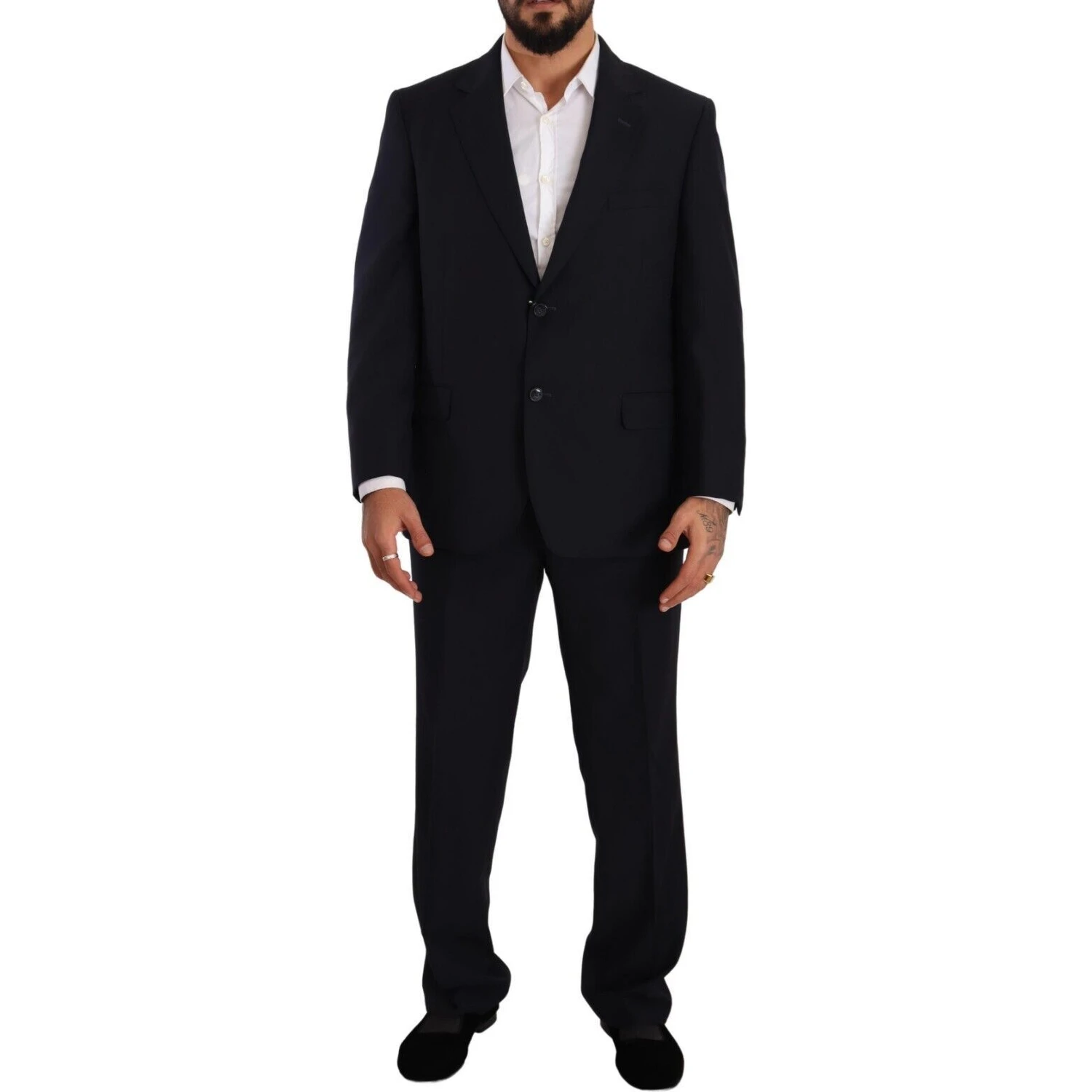 Blue Polyester Single Breasted Formal Suit