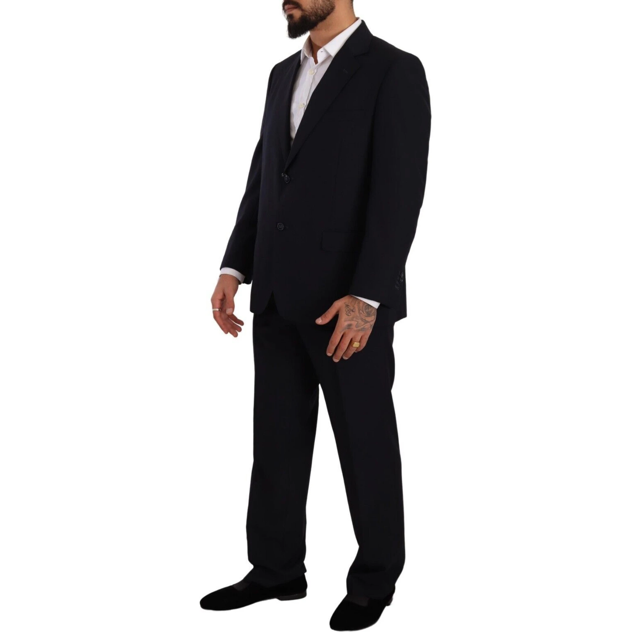Blue Polyester Single Breasted Formal Suit