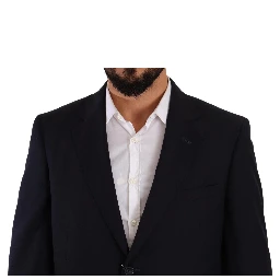 Blue Polyester Single Breasted Formal Suit