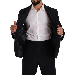 Blue Polyester Single Breasted Formal Suit