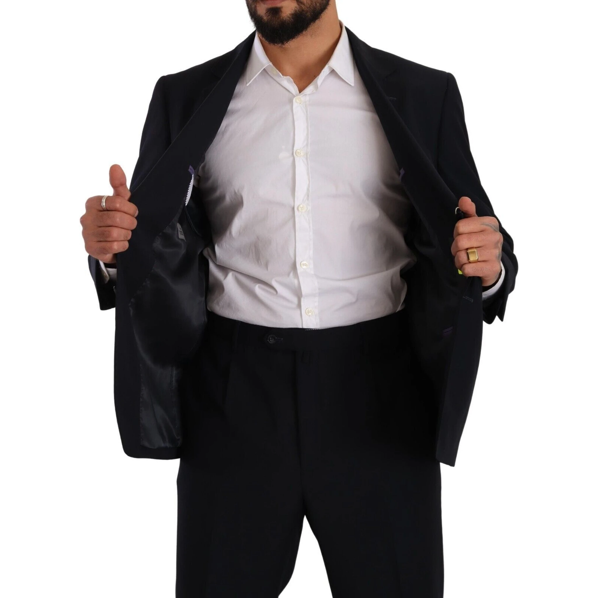 Blue Polyester Single Breasted Formal Suit
