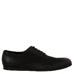 Black Caiman Leather Mens Oxford Shoes