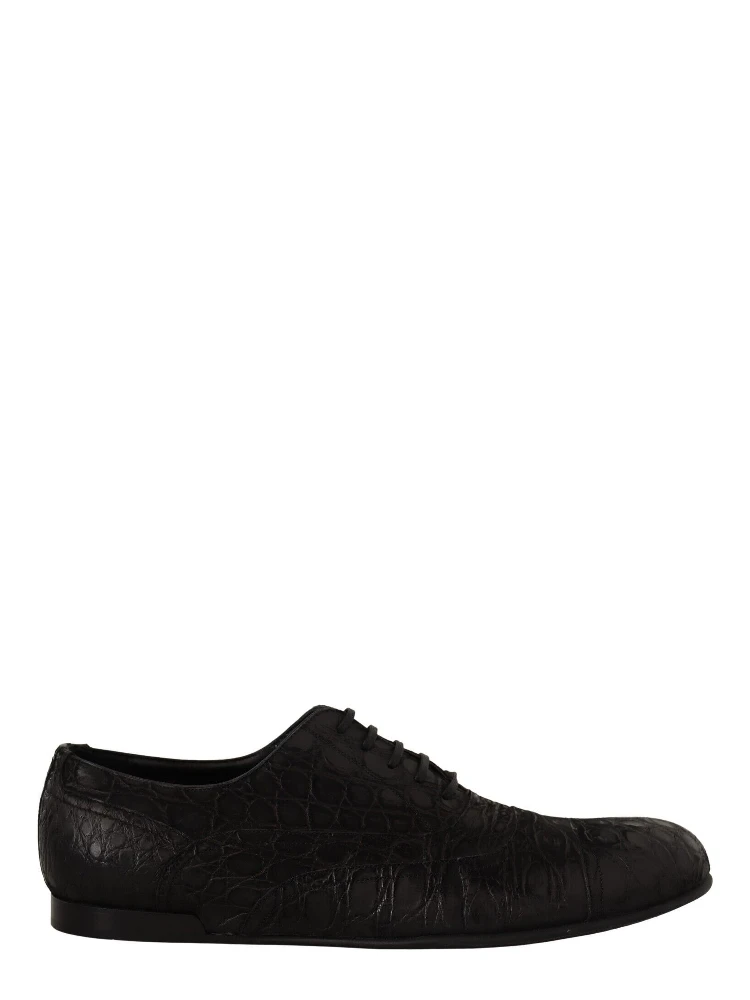 Black Caiman Leather Mens Oxford Shoes