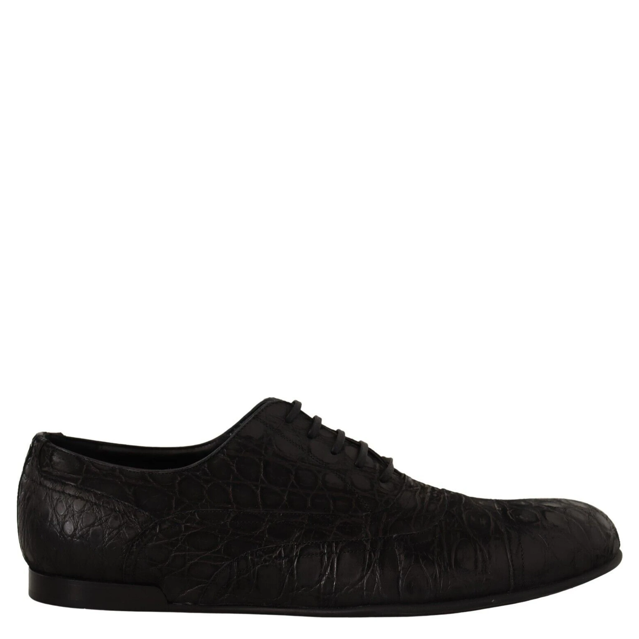 Black Caiman Leather Mens Oxford Shoes