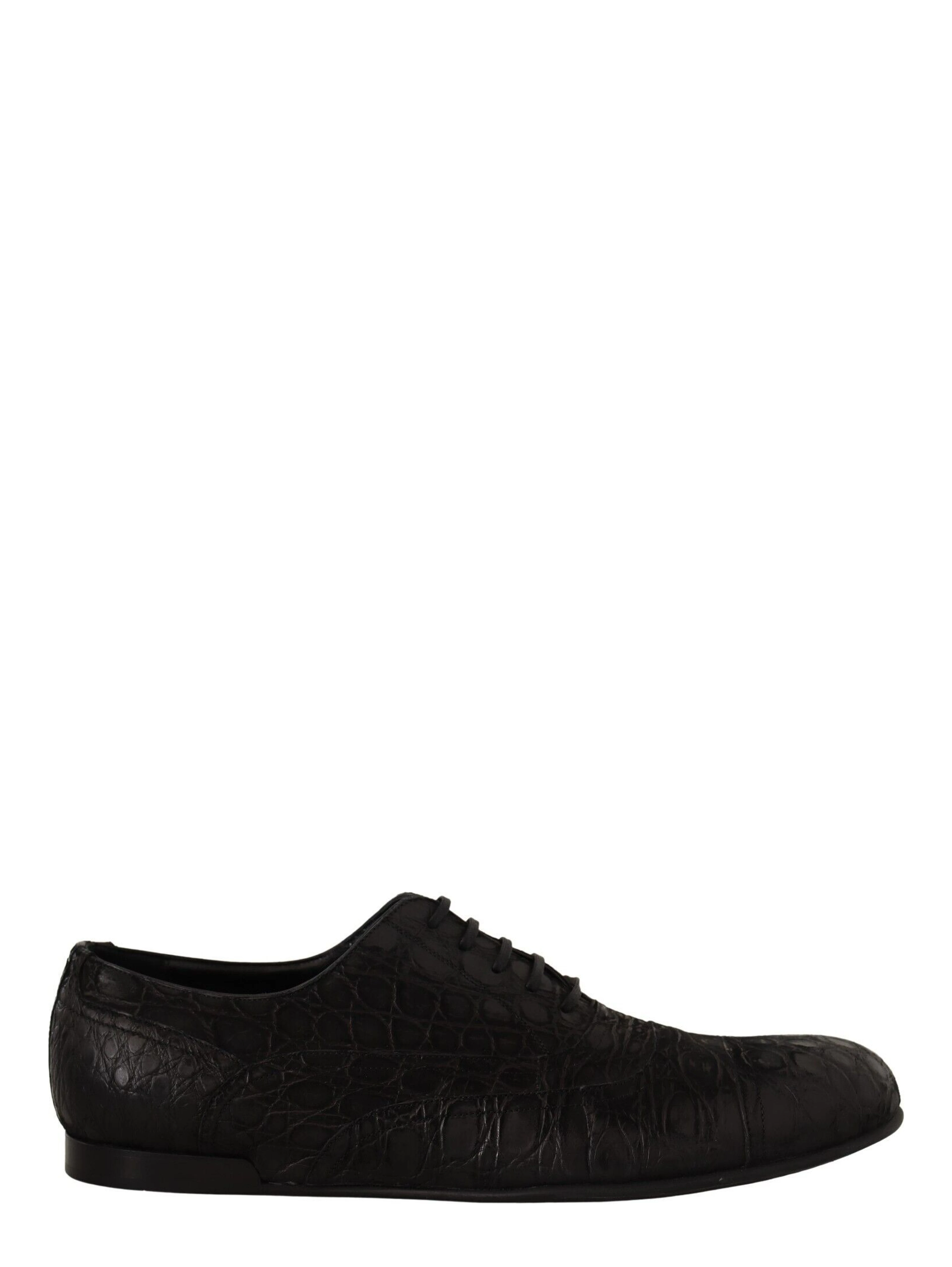 Black Caiman Leather Mens Oxford Shoes