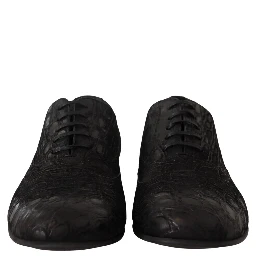 Black Caiman Leather Mens Oxford Shoes