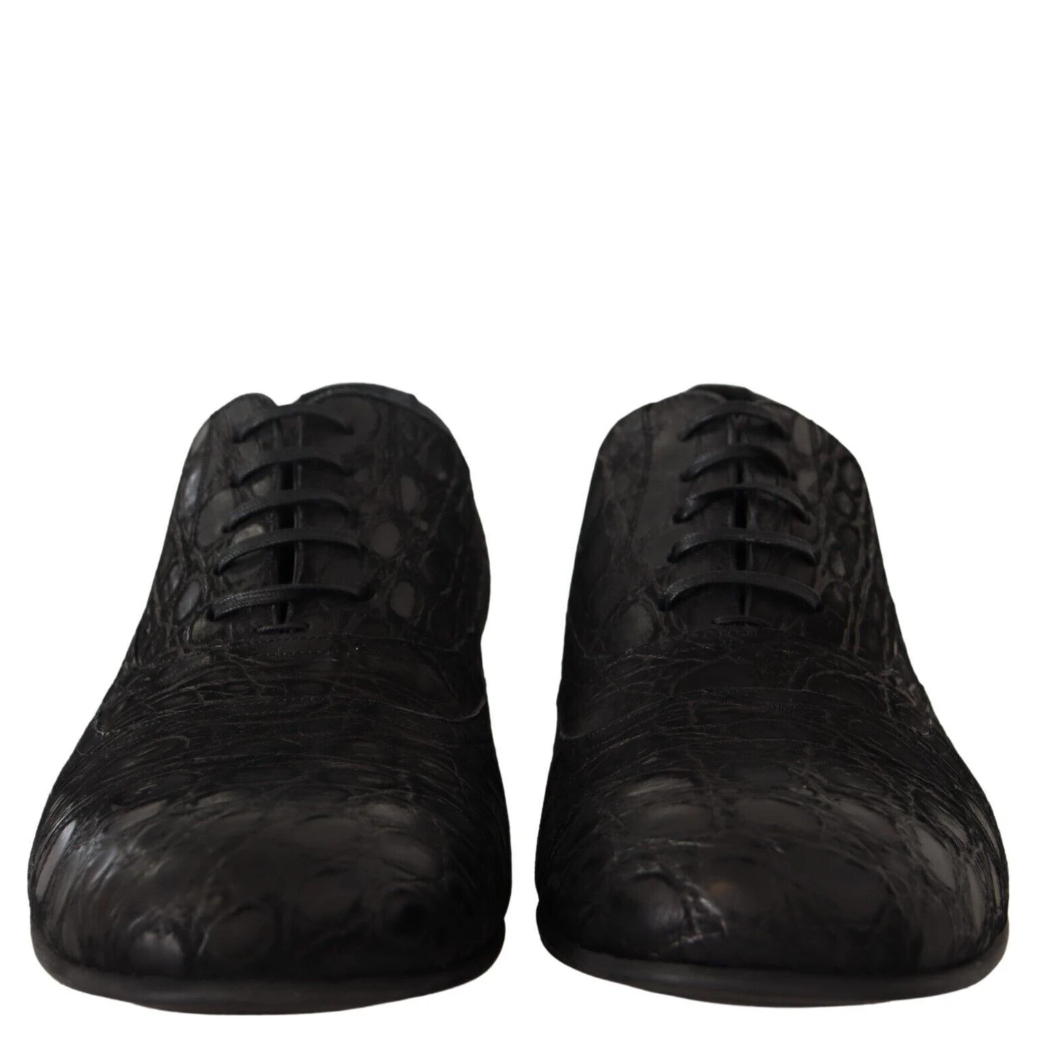 Black Caiman Leather Mens Oxford Shoes