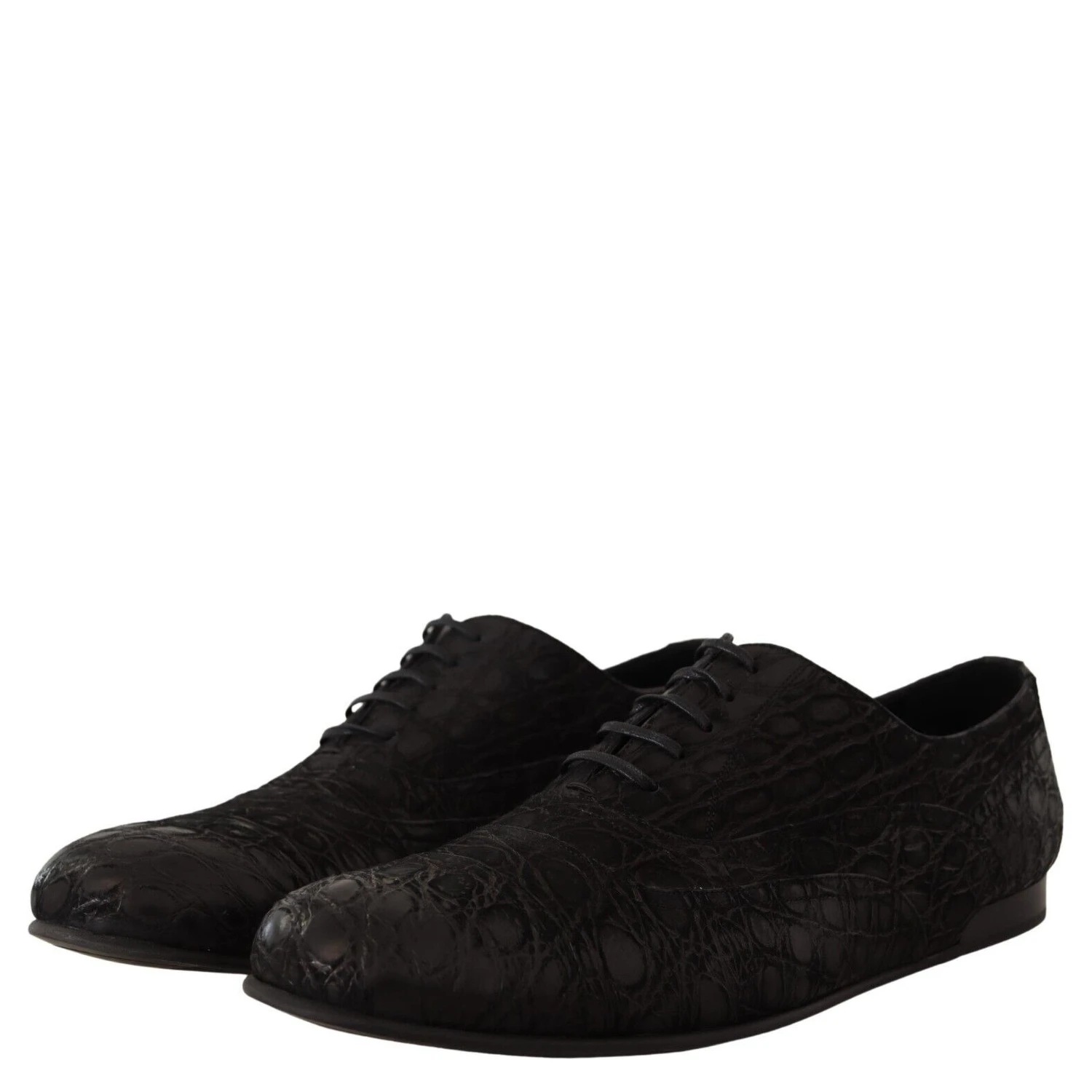 Black Caiman Leather Mens Oxford Shoes